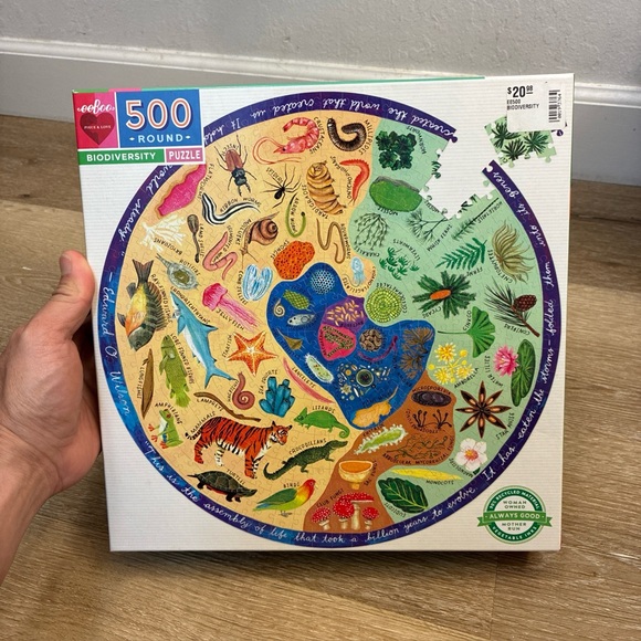 eeBoo 500 Piece Round Puzzle Biodiversity 23” Jigsaw Complete Adult Family - Picture 1 of 8